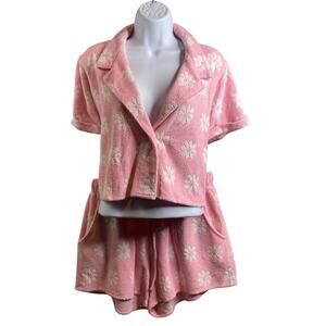 Mable Women's Pink Floral Romper Set Size M Beachy‎ Fairy Coquette Lounging Cute